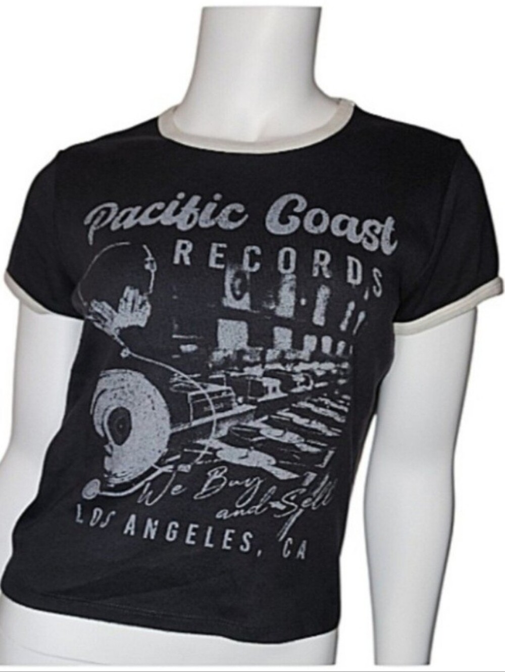 Vinyl Icons Pacific Coast Records Los Angeles Ringer Graphic Tee Size L